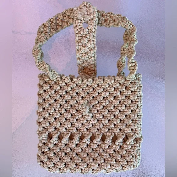 Boho Retro Beige Macramé Shoulder Purse - Picture 5 of 6